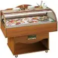 ESPOSITORE BUFFET A PARETE REFRIGERATO PER PESCE FRESCO - MOD. OLIMPUSPESCE - TEMPERATURA ACQUA IN ENTRATA °C+20 - POTENZA W 850 - MONOFASE 230V - DIMENSIONI VASCA Cm L 129 x P 58 x h 11 - DIMENSIONI cm L 142,3 x P 75 x h 126,8