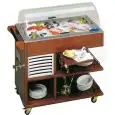 CARRETTINO ESPOSITORE REFRIGERATO PER PESCE - MOD. CARROxPESCE - STRUTTURA IN LEGNO - Temp. °C -1/0 - POTENZA W 200 - SBRINAMENTO MANUALE - REFRIGERAZIONE STATICA - ALIMENTAZIONE MONOFASE V 230/1/50 Hz - Gas refrigerante R290 - DIMENSIONI Cm L 100,8 x P 5