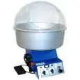 MACCHINA PER ZUCCHERO FILATO - MOD. ELETTRONICO BLU - N. 1 SERBATOIO - Padella in alluminio - Cupola in plexiglass - Capacità serbatoio gr. 450 - Potenza 1500/2100 W - Alimentazione 230 V monofase - Dimensione padella cm ø 60 - Dimensione senza padella cm