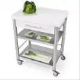 CARRELLO DA CUCINA - mod. 690701 auxilium - in acciaio inox - piano da lavoro e coperture in Pietra acrilica bianca - con n.1 cassetto