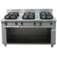CUCINA CINESE A GAS 6 FUOCHI  - MOD. EE06 - Costruita esclusivamente su misura - Vano a giorno - Piano liscio - Potenza a gas a scelta tra kW 9,5/14/21 - Dimensioni: cm L 150 x P 100 x H 85 - Norma CE