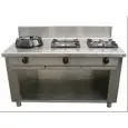 CUCINA EURASIA A GAS 3 FUOCHI  - MOD. PAP03 - Costruita esclusivamente su misura - Vano a giorno - Piano liscio - Potenza a gas a scelta tra kW 3,0/4,5/7,5/9,5/14/21 - Dimensioni: cm L 150 x P 70 x H 85 - Norma CE