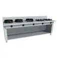 CUCINA EURASIA A GAS 5 FUOCHI  - MOD. PAP05 - Costruita esclusivamente su misura - Vano a giorno - Piano liscio - Potenza a gas a scelta tra kW 3,0/4,5/7,5/9,5/14/21 - Dimensioni: cm L 150 x P 100 x H 85 - Norma CE