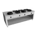 CUCINA EURASIA A GAS 7 FUOCHI  - MOD. PAP07 - Costruita esclusivamente su misura - Vano a giorno - Piano liscio - Potenza a gas a scelta tra kW 3,0/4,5/7,5/9,5/14/21 - Dimensioni: cm L 200 x P 100 x H 85 - Norma CE