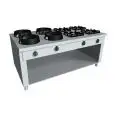 CUCINA EURASIA A GAS 8 FUOCHI  - MOD. PAP08 - Costruita esclusivamente su misura - Vano a giorno - Piano liscio - Potenza a gas a scelta tra kW 3,0/4,5/7,5/9,5/14/21 - Dimensioni: cm L 200 x P 100 x H 85 - Norma CE