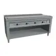 CUCINA TEPPANYAKI A GAS 4 FUOCHI  - MOD. VGP4160L - 4 zone cottura - Costruita esclusivamente su misura - Vano a giorno - Piastra di cottura al cromo duro lucido - Canalina perimetrale - Potenza a gas kW 23,2 (4x5,8 kW) - Dimensioni: cm L 160 x P 72 x H 8