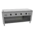 CUCINA TEPPANYAKI ELETTRICA 4 ZONE COTTURA  - MOD. VGP4160G - Costruita esclusivamente su misura - Vano a giorno - Piastra di cottura al cromo duro lucido - Canalina perimetrale - Potenza elettrica kW 21,6 (4x5,4 kW) - Alimentazione 400V trifase - Dimensi
