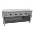 CUCINA TEPPANYAKI ELETTRICA 4 ZONE COTTURA  - MOD. VGP4180G - Costruita esclusivamente su misura - Vano a giorno - Piastra di cottura al cromo duro lucido - Canalina perimetrale - Potenza elettrica kW 21,6 (4x5,4 kW) - Alimentazione 400V trifase - Dimensi