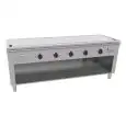 CUCINA TEPPANYAKI ELETTRICA 5 ZONE COTTURA  - MOD. VGP5200G - Costruita esclusivamente su misura - Vano a giorno - Piastra di cottura al cromo duro lucido - Canalina perimetrale - Potenza elettrica kW 27,0 (5x5,4 kW) - Alimentazione 400V trifase - Dimensi