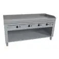 CUCINA TEPPANYAKI ELETTRICA 4 ZONE COTTURA  - MOD. VGO4180 - Costruita esclusivamente su misura - Vano a giorno - Piastra di cottura al cromo duro lucido - Alzatina su 4 lati - Potenza elettrica kW 21,6 (4x5,4 kW) - Alimentazione 400V trifase - Dimensioni