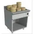 VAPORIERA DIM SUM ELETTRICA - MOD. N7R800DC - Struttura in acciaio inox - Vano a giorno - Piano di lavoro arrotondato in acciaio inox - Vasca GN 2/1 cm 20h - Teglia forata in acciaio inox per appoggio cestini in bambù - Potenza elettrica kW 14,0 - Aliment