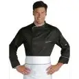GIACCA CUOCO BILBAO - MOD. 059331 - 100% POLIESTERE SUPER DRY MICROFIBRA - TESSUTO ANTIMACCHIA CHE RESPIRA - RETE D'AREAZIONE ASCELLARE - COLORE NERO CON BORDINO BIANCO