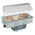 VASCA ESPOSITIVA DA INCASSO REFRIGERATA PER PESCE - MOD. SINFONIA FISHING - RAFFREDDAMENTO CON PRODUZIONE DI GHIACCIO PROPRIA - CUPOLA CON SOLLEVAMENTO ELETTRICO - ALIMENTAZIONE MONOFASE V 230/1/50 Hz - Gas refrigerante R452a - VASCA IN ACCIAIO INOX AISI 
