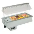 VASCA ESPOSITIVA DA INCASSO RISCALDATA CON VASCHETTE GN - MOD. SINFONIA GN DRY - PER GASTRONOMIA - TEMPERATURA °C +30/+70 - CUPOLA IN PLEXIGLASS CON SOLLEVAMENTO ELETTRICO - BACINELLE COMPATIBILI GN 1/4, 1/3, 1/2, 2/3, 1/1, 2/1