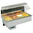 VASCA ESPOSITIVA DA INCASSO RISCALDATA BAGNOMARIA CON VASCHETTE GN - MOD. OPERA BM - PER GASTRONOMIA - TEMPERATURA °C +30/+90 - CUPOLA IN PLEXIGLASS - BACINELLE COMPATIBILI GN 1/4, 1/3, 1/2, 2/3, 1/1, 2/1 - SOLO BACINELLE DA cm 15 DI ALTEZZA