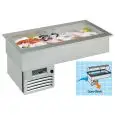 VASCA ESPOSITIVA DA INCASSO REFRIGERATA PER PESCE E CARNE - MOD. OPERA BAHIA - TEMPERATURA °C -2/0 - REFRIGERAZIONE STATICA - CUPOLA IN PLEXIGLASS - ALIMENTAZIONE MONOFASE V 230/1/50 Hz - Gas refrigerante R290 - VASCA IN ACCIAIO INOX AISI 316 RESISTENTE A