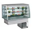 ESPOSITORE DA INCASSO CON VETRINA REFRIGERATA - MOD. CUBANA CERVINO DI/RFVT - VASCA ISOLATA PER 4 GN 1/1 E 3 RIPIANI IN VETRO - TEMPERATURA °C +2/+4 (CON TENDINA) o +6/+8 - REFRIGERAZIONE VENTILATA - MONOFASE 230V/1/50Hz - DIM. Cm L 150 x P 73 x H 149,5 -