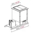 VASCA POZZETTI DA INCASSO PER GELATO E GRANITE CON RISERVA - MOD. PANORAMA4RIS - AD 1 TEMPERATURA - SEMILAVORATA DA PANNELLARE - REFRIGERAZIONE VENTILATA - ALIMENTAZIONE V 230/50Hz MONOFASE - N. 4 POZZETTI - CON UNITA' CONDENSATRICE INCORPORATA - DIM. Cm 