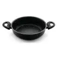 TEGAME A 2 MANIGLIE CON RIVESTIMENTO INTERNO IN PIETRA LAVICA - ESTERNO IN VERNICE PTFE NERO - MANIGLIE SALDATE IN BACHELITE - COMPATIBILE CON CUCINA AD INDUZIONE