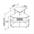 BANCO PIZZA BAR E GASTRONOMIA NEUTRO - angolo squadrato interno 90° - SEMILAVORATO DA PANNELLARE - MOD. BNA9020231 - VETRI ALTI - DIM. Cm L 65 x P 65 x h 137 - NORMA CE