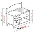 BANCO TABACCHI E TOTOCALCIO - SEMILAVORATO DA PANNELLARE - Lunghezza 150cm - MOD. CX91/15P - Con piano inox o con predisposizione per piano in marmo, granito, agglomerato - DIM. Cm L 150 x P 72,8 x h 144,1