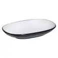 Piatto Ovale White/Black in Melamina - MEDRI Linea MELAMINA BICOLOR - Codice YML-19127 - Dimensioni cm 20x13 - Imballo confezione da n. 12 Unità