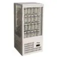 ESPOSITORE DA BANCO VETRINA REFRIGERATA PER BIBITE - VETRO SU 4 LATI - Mod. G-TCBD68 - Temperatura +2º/+8ºC - Capacità Lt. 68 - Alimentazione monofase 230V/1/50Hz - Potenza W 160 - Dimensioni cm L 42,8 x P 38,6 x h 92,4 - Peso Kg 33
