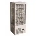 ESPOSITORE DA BANCO VETRINA REFRIGERATA PER BIBITE - VETRO SU 4 LATI - Mod. G-TCBD98 - Temperatura +2º/+8ºC - Capacità Lt. 98 - Alimentazione monofase 230V/1/50Hz - Potenza W 170 - Dimensioni cm L 42,8 x P 38,6 x h 115 - Peso Kg 38