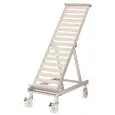 Espositore Inclinato - Per Frutta e Verdura - Mod. JACK XP5 - Capacità: n. 5 cassette - Telaio in lega di alluminio anodizzato anticorodal - Inclinazione regolabile - Con ruote (n.2 con bloccaggio a pedale)