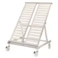 Espositore Inclinato - Per Frutta e Verdura - Mod. JACK XP10 - Capacità: n. 10 cassette - Telaio in lega di alluminio anodizzato anticorodal - Inclinazione regolabile - Con ruote (n.2 con bloccaggio a pedale)