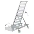 Espositore Inclinato con porta casse frontale estraibile - Per Frutta e Verdura - Mod. QUEEN XPE6 - Capacità: n. 5+1 cassette - Telaio in lega di alluminio anodizzato anticorodal - Inclinazione regolabile - Con ruote (n.2 con bloccaggio a pedale)