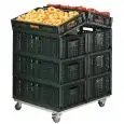 Espositore - Mod. FAST2 - KIT composto da pedana portacassette e archetto d'inclinazione per 2 pile di casse eurobox - Telaio in lega di alluminio anodizzato anticorodal - Per la realizzazione di isole d'esposizione mobili - Dotato di ruote con bloccaggio