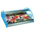 ESPOSITORE DA BANCO VETRINA REFRIGERATA - SERIE AZZURRA - STRUTTURA IN ACCIAIO INOX - Temp. °C +1/+5 - MONOFASE - STATICA - PORTE SCORREVOLI - ILLUMINAZIONE - MOTORE INCORPORATO