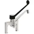 RUBINETTO PER LAVELLO Mod. RBMBS - Biforo e monocomando - Boccafusa snodabile - Leva clinica colore nero - Foro di fissaggio: ø 22 mm