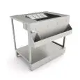 BANCO COCKTAIL - SEMILAVORATO DA PANNELLARE - MOD. B.COCKTAIL/10P - CON PIANO IN ACCIAIO INOX - DIM. cm L 100 x P 72,8 x h 95,1