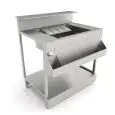 BANCO COCKTAIL - SEMILAVORATO DA PANNELLARE - MOD. B.COCKTAIL/10A - CON ALZATINA E PREDISPOSIZIONE PER BANCALINA in marmo/granito/agglomerato - DIM. cm L 100 x P 68,8 x h 113,1
