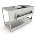 BANCO COCKTAIL - SEMILAVORATO DA PANNELLARE - MOD. B.COCKTAIL/15P - CON PIANO IN ACCIAIO INOX - DIM. cm L 150 x P 72,8 x h 95,1