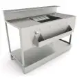 BANCO COCKTAIL - SEMILAVORATO DA PANNELLARE - MOD. B.COCKTAIL/15A - CON ALZATINA E PREDISPOSIZIONE PER BANCALINA in marmo/granito/agglomerato - DIM. cm L 150 x P 73,2 x h 113,1