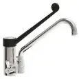 RUBINETTO PER LAVELLO Mod. RMMADBS - Monoforo e monocomando - Attacco doccia - Canna snodabile - Leva clinica colore nero - Foro di fissaggio: min/max ø 30/32 mm