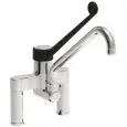RUBINETTO PER LAVELLO Mod. RBMCS - Biforo e monocomando - Canna snodabile ad U ø 22 - Leva clinica colore nero - Foro di fissaggio: ø 22 mm