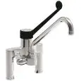 RUBINETTO PER LAVELLO Mod. RBMADCS - Biforo e monocomando - Attacco doccia - Canna snodabile ad U ø 22 - Leva clinica colore nero - Foro di fissaggio: ø 22 mm