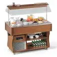 ISOLA BUFFET ESPOSITIVA CON PIANO REFRIGERATO - MOD. COLDM - STRUTTURA IN LEGNO - Temp. °C -1/0 - REFRIGERAZIONE STATICA - Gas refrigerante R290 - SBRINAMENTO MANUALE - ALIMENTAZIONE MONOFASE V 230/1/50 Hz