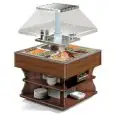 ISOLA BUFFET ESPOSITIVA RISCALDATA BAGNOMARIA - MOD. LAGO8BM - STRUTTURA IN LEGNO - VASCA IN ACCIAIO INOX AISI 304 - ALIMENTAZIONE TRIFASE V 400/3/50 Hz - Temp. °C +30/+90 - POTENZA TOTALE W 4800 - DIMENSIONE cm L 140 x P 140 x h 171 - PESO Kg 166