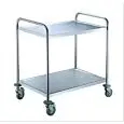 CARRELLO DI SERVIZIO DUE PIANI - Mod. RPC 2 - Struttura e piani in acciaio inox - 4 ruote girevoli (2 con freno) - Portata per ripiano Kg 30 - Norma CE