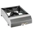 PIANO DI COTTURA 1 FUOCO A GAS - MOD. FO4PS KARTER - Adatto solo per uso esterno - Bruciatore in ghisa - Potenza kW 7,5 - Possibilità di assemblare più fornelli - DIMENSIONI cm L 40 x P 57 x 17 h