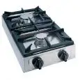 PIANO DI COTTURA 2 FUOCHI A GAS - MOD. BIG7002F - FIAMMA PILOTA - 2 BRUCIATORI A GAS (a scelta si possono comporre diverse combinazioni) - Potenza kW 3, 4,5 o 6,5 in base alla composizione - DIMENSIONI cm L 35 x P 66 x 17 h