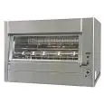GIRARROSTO PLANETARIO A GAS - MOD. DELTA108/P - CAPACITA' N. 108 POLLI  - N. 12+6 aste da cm 91 - Potenza termica: 24 Kw - Consumo: 1,89 Kg/h GAS GPL - Dimensioni: cm L 125 x P 104 x 98 h - Norma CE