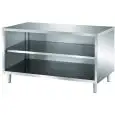 Tavolo armadiato inox a giorno - piano top spessore cm 4 - n. 1 ripiano intermedio