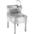 LAVAMANI COMBINATO CON LAVA STRACCI - MOD. LMMC - STRUTTURA IN ACCIAIO INOX - RUBINETTO ACQUA CALDA/FREDDA - DIMENSIONI cm 70 x 50 x 89 h
