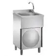 LAVAMANI E LAVAUTENSILI SU MOBILE - MOD. LC 50 MM - STRUTTURA IN ACCIAIO INOX - PORTA A BATTENTE - CON MISCELATORE - DIMENSIONI cm 50 x 50 x 85 h